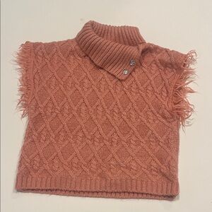 Little Lass Dusty Rose Knit Turtleneck Sweater Vest poncho girls 24 months